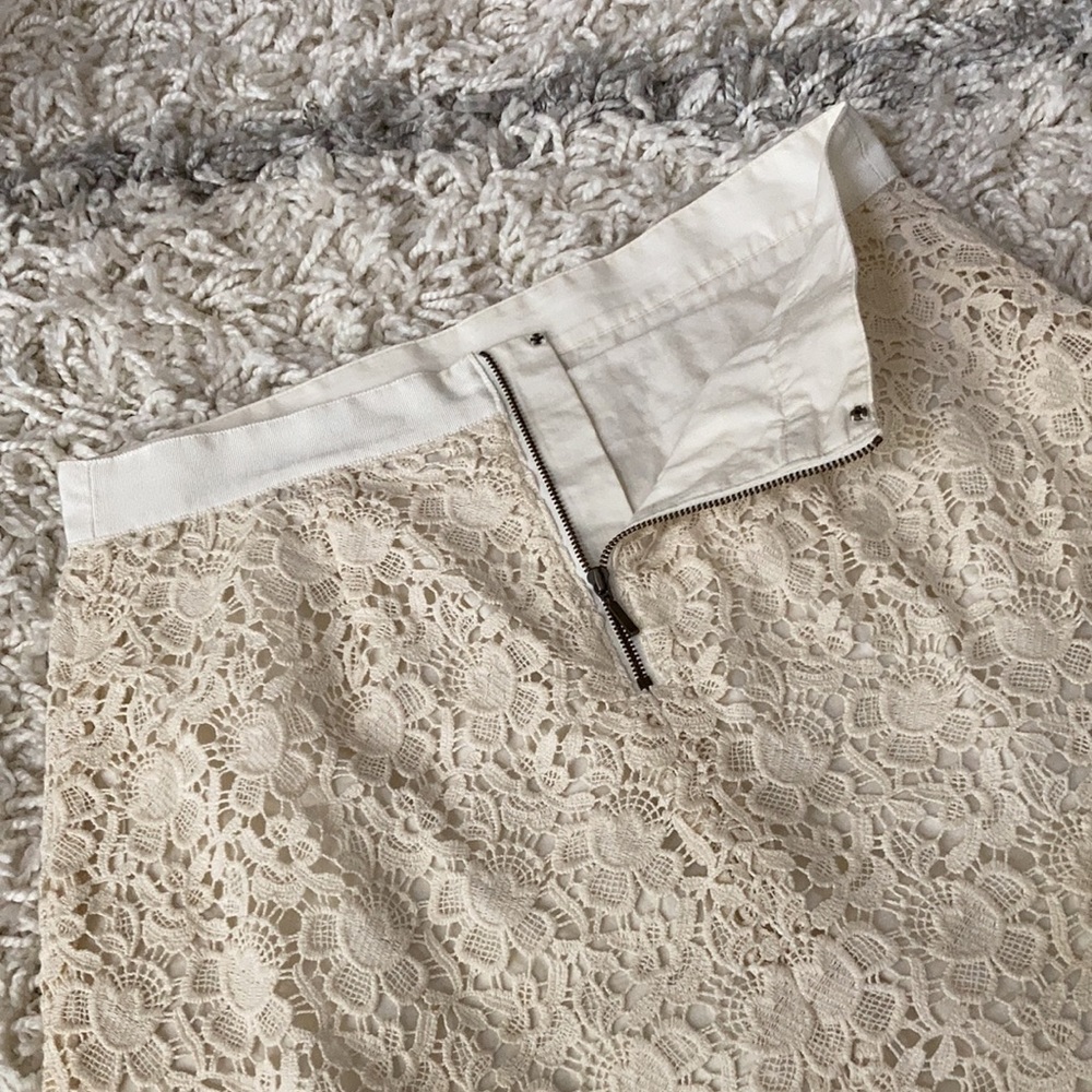 LOFT Women Skirt Lace Cream Color Size 6 - Picture 9 of 11